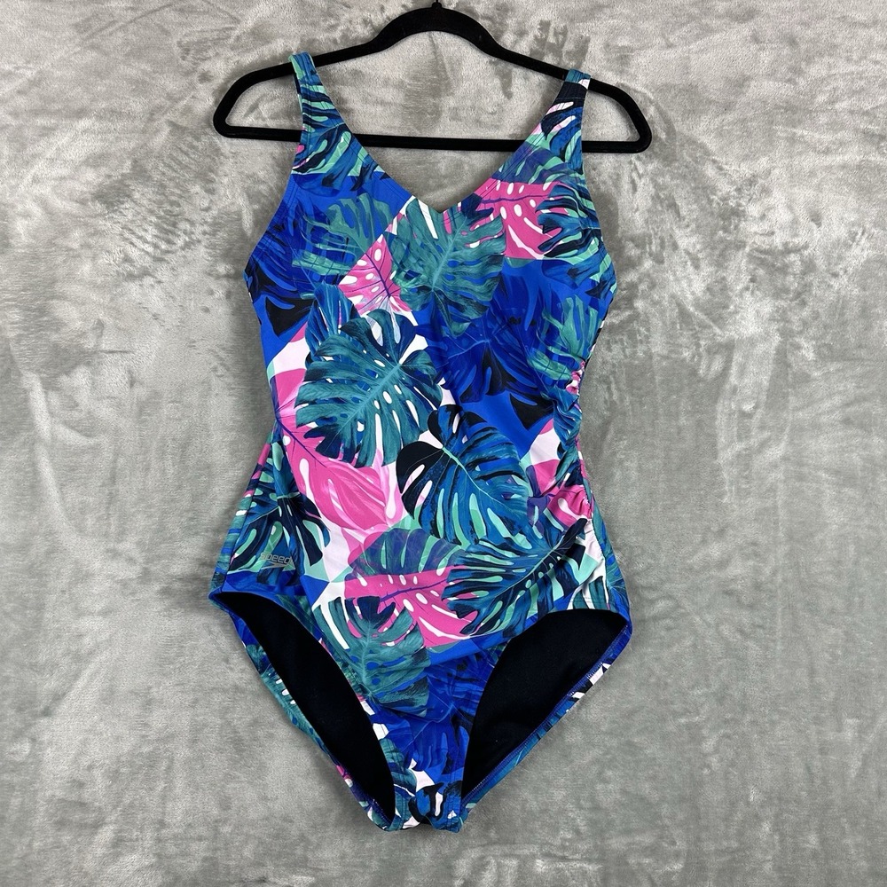 Speedo Women's 14 Multicolored Floral One Piece